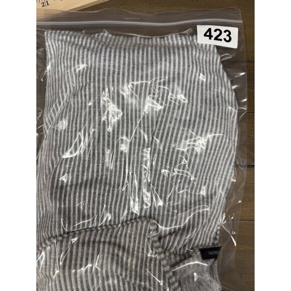 Caution To The Wind A Line Dress Gray Stripe Short Sleeve Large - Picture 9 of 9